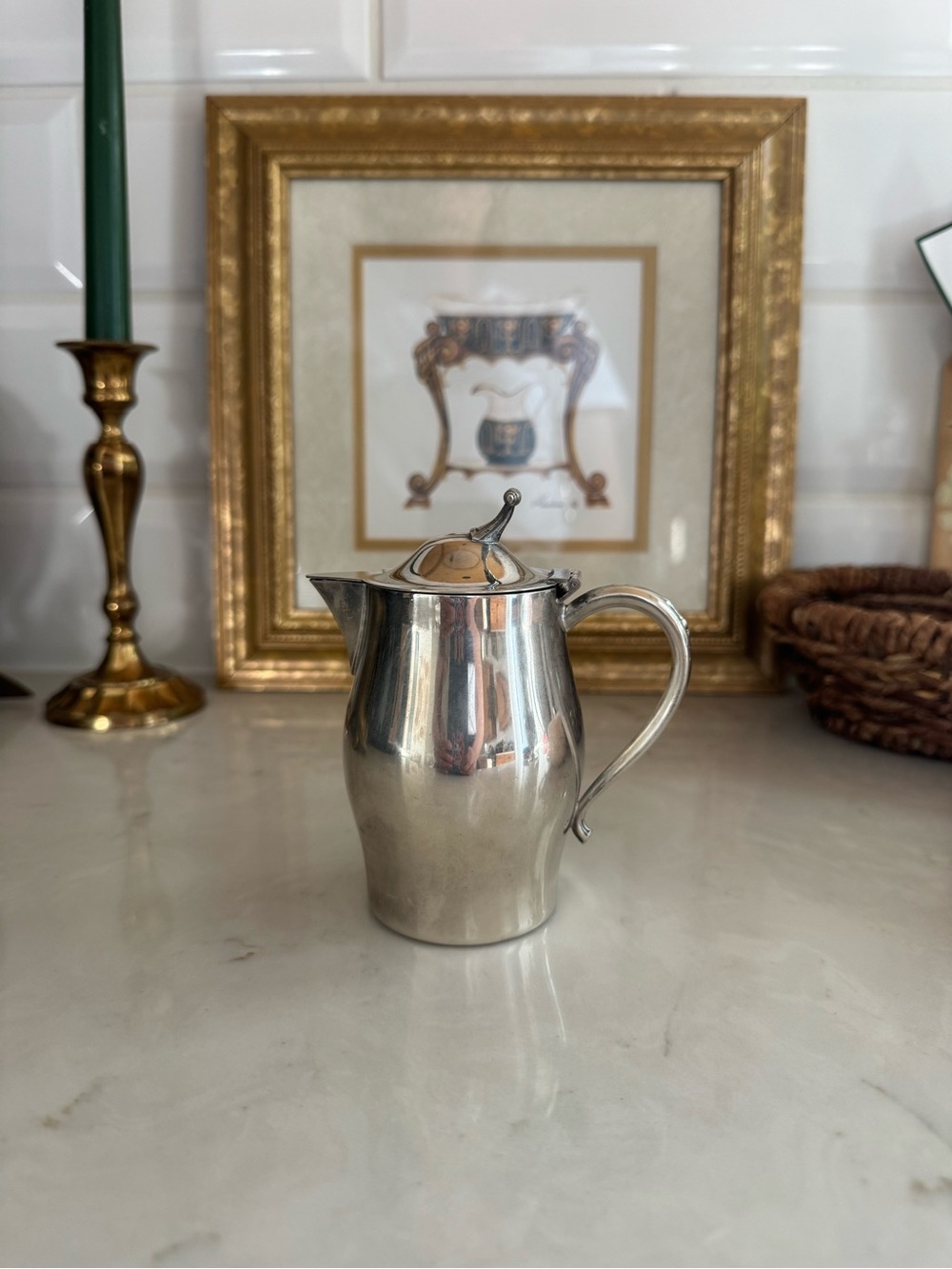 Vintage Oneida Silversmiths  4 3/4” tall Silver Plated Creamer with Lid